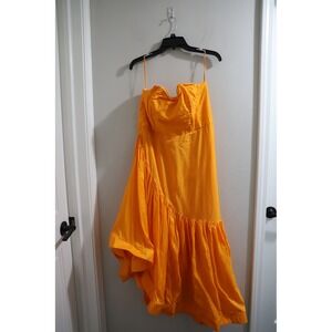 FLAW Anthropologie Let Me Be‎ Strapless Asymmetrical Dress Orange Size Large